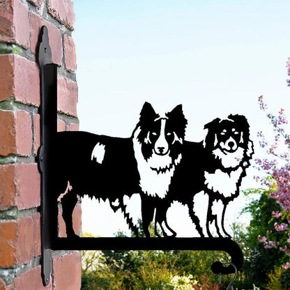 Two Border Collies Metal Hanging Bracket Plant Stand PS001