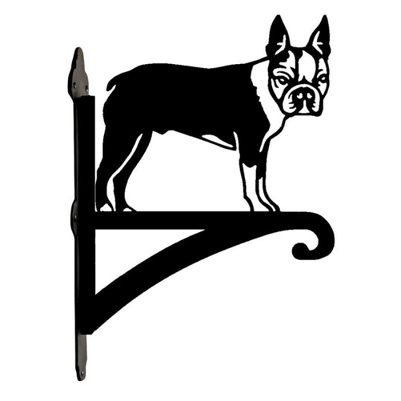 Boston Terrier Detailed Metal Hanging Bracket Plant Stand PS090