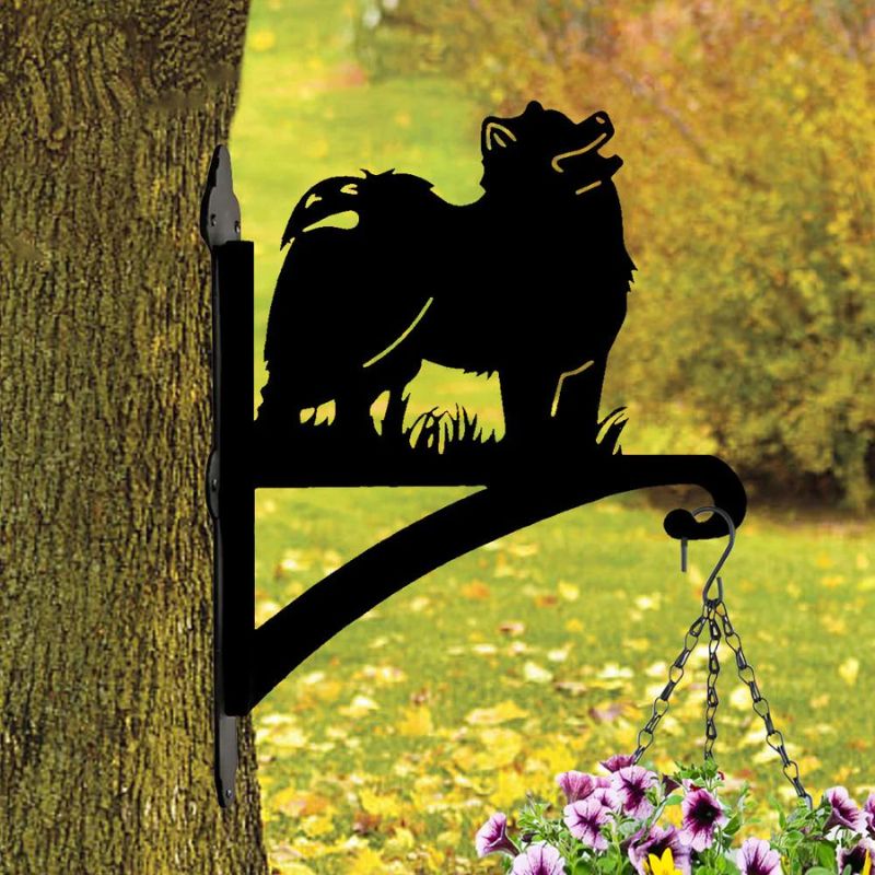 Samoyed Dog Metal Hanging Bracket Plant Stand PS074