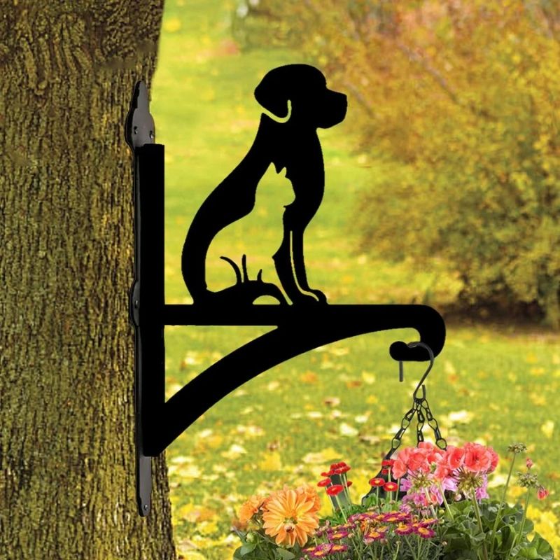 Dog And Cat Metal Hanging Bracket Plant Stand PS020