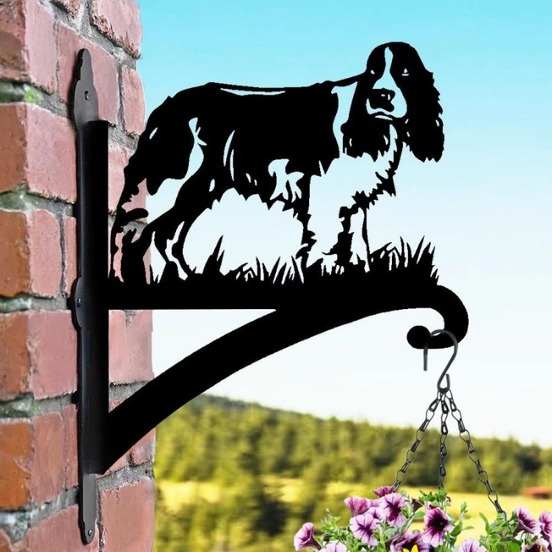 English Springer Spaniel Dog Metal Hanging Bracket Plant Stand PS037