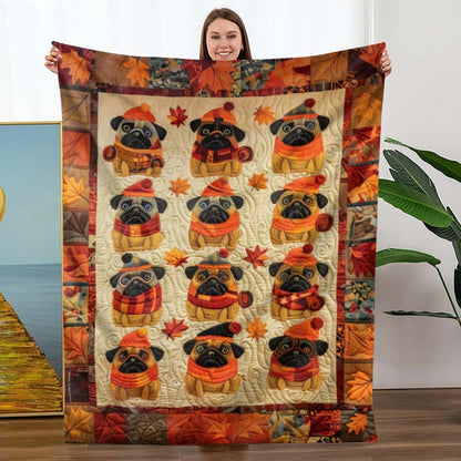 Autumn Vibe Pugs Blanket - D241 - Premium Blanket