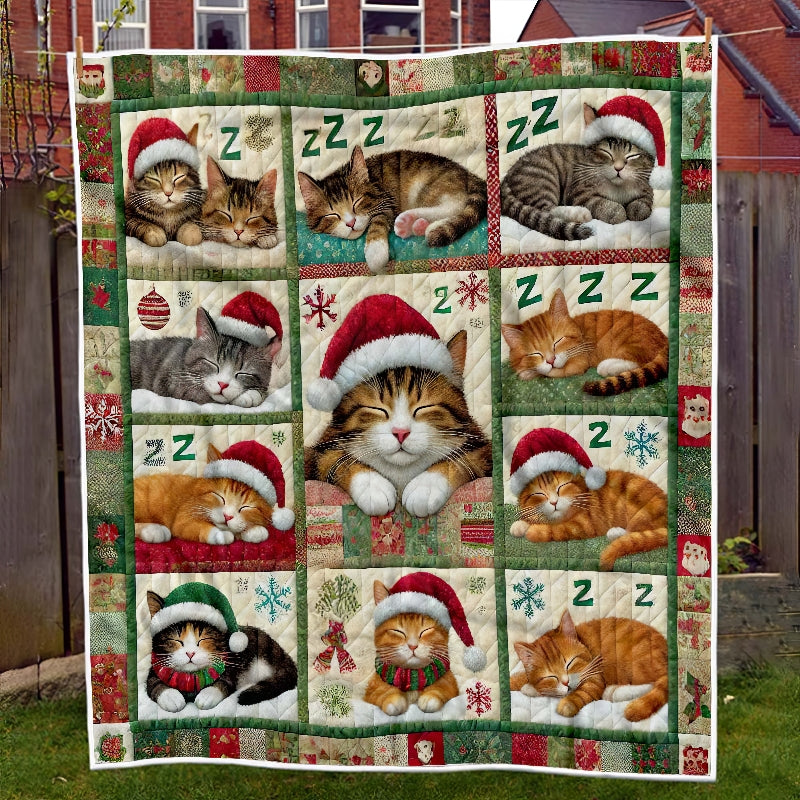 Christmas Sleeping Cat Blanket - D268 - Premium Blanket