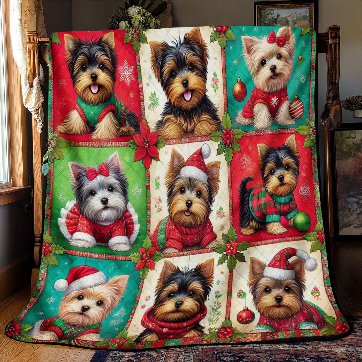 Yorkshire Terrier Christmas Blanket - H188 - Premium Blanket