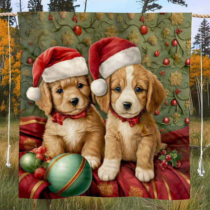 Christmas Puppy Blanket - H190 - Premium Blanket