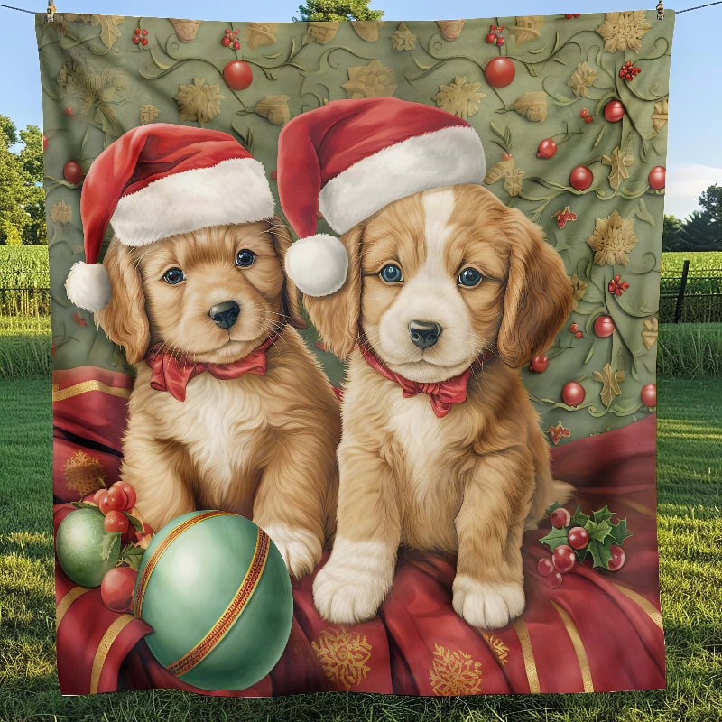 Christmas Puppy Blanket - H190 - Premium Blanket