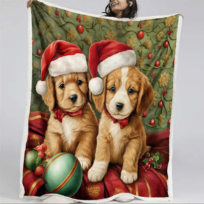 Christmas Puppy Blanket - H190 - Premium Blanket