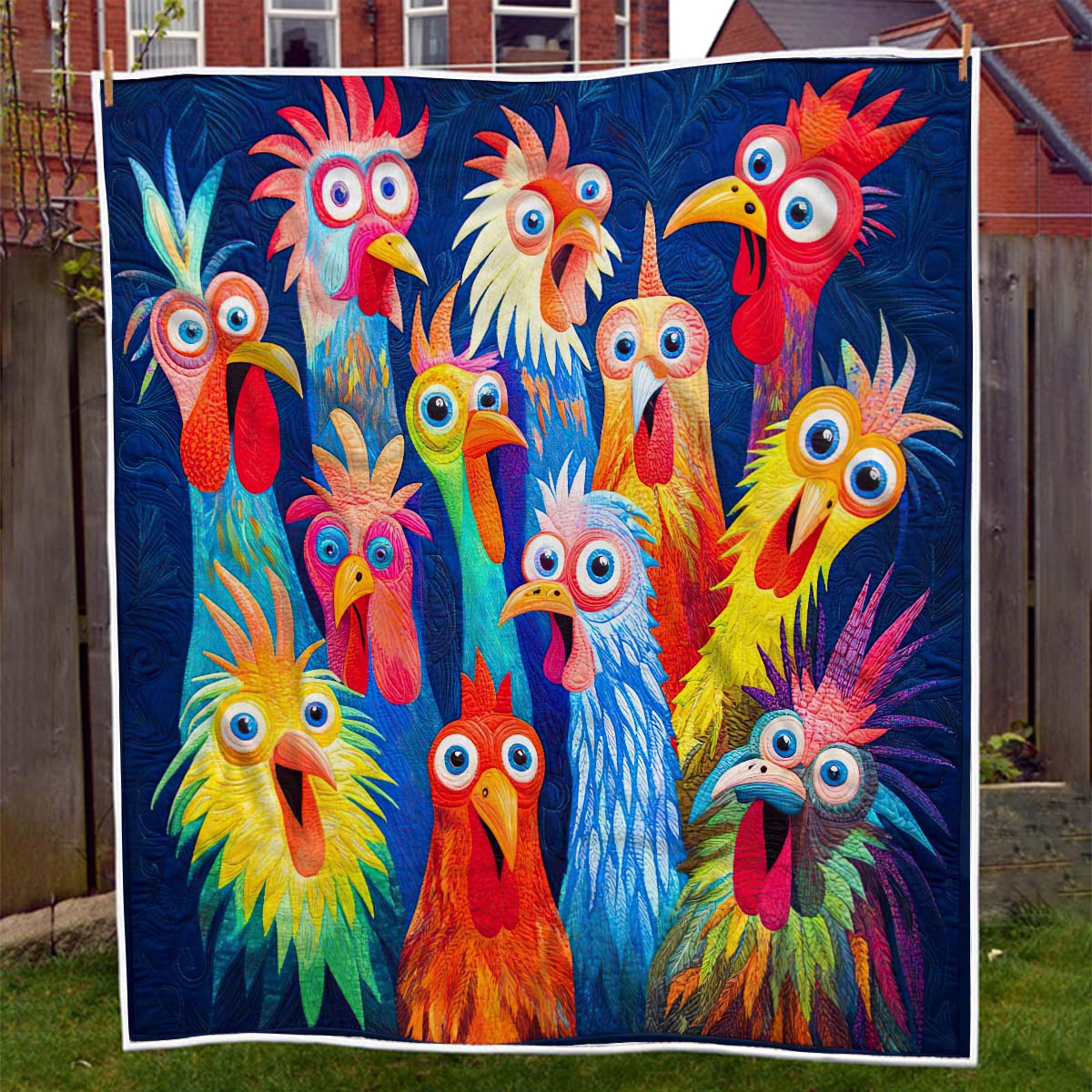 Whimsical Chickens Blanket - H215 - Premium Blanket