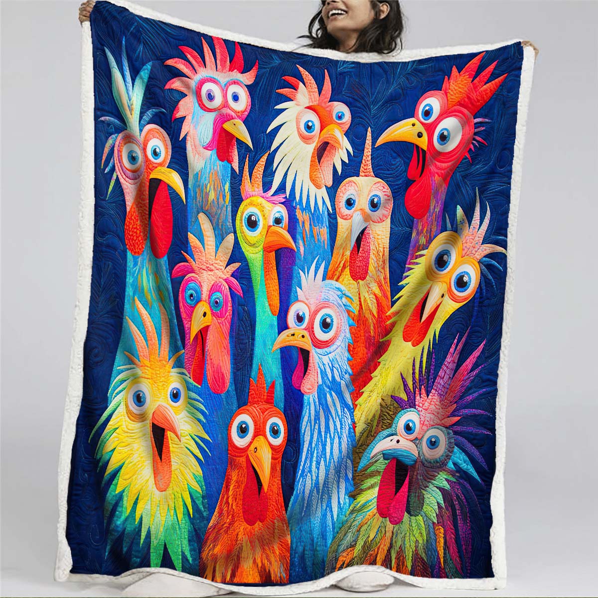 Whimsical Chickens Blanket - H215 - Premium Blanket