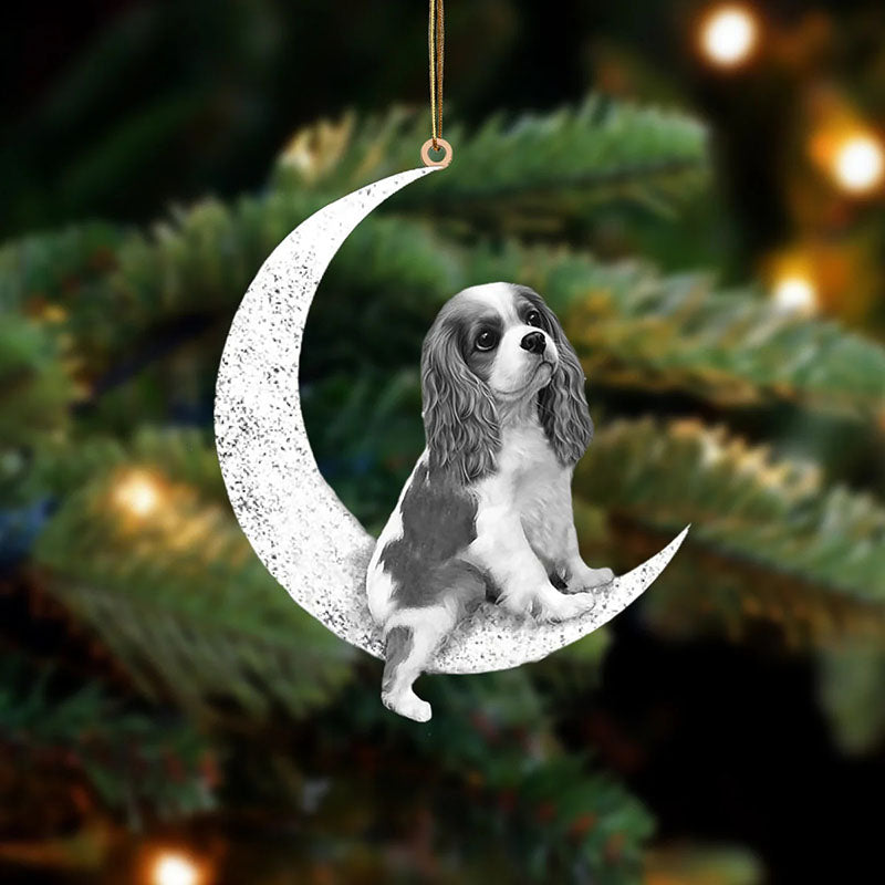 Cavalier King Charles Spaniel Sit On The Moon Ornament MO031