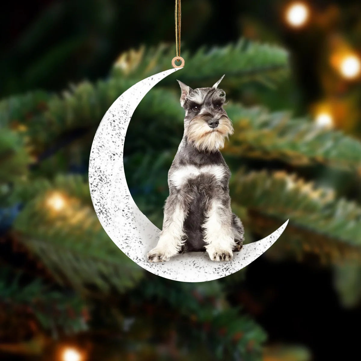 Schnauzer Sit On The Moon Ornament MO045