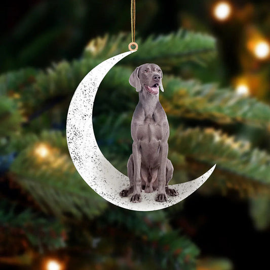 Weimaraner Sit On The Moon Ornament MO086