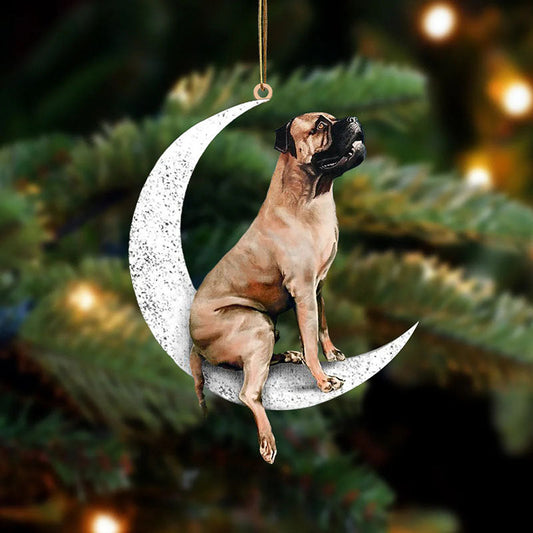 Bullmastiff Sit On The Moon Ornament MO089