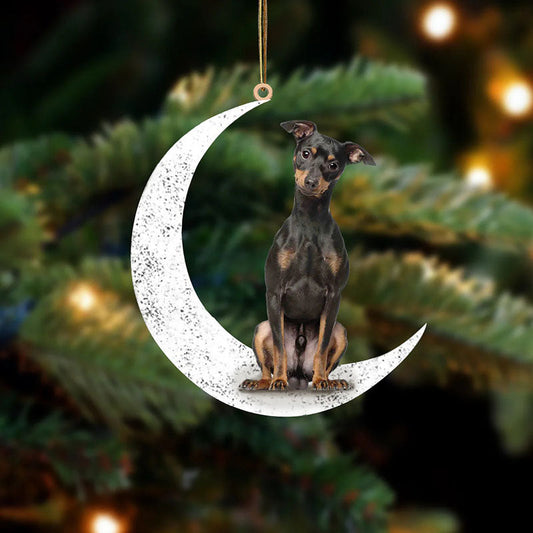 Miniature Pinscher Sit On The Moon Ornament MO098