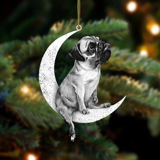 Pug Sit On The Moon Ornament MO109