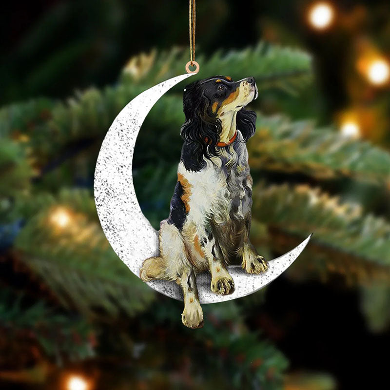 English Setter Sit On The Moon Ornament MO112