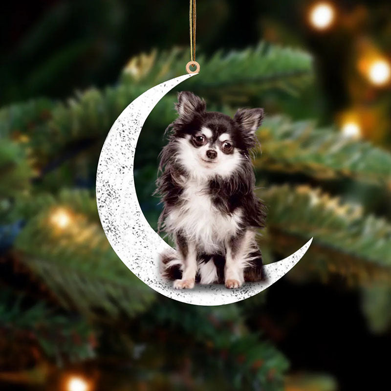 Chihuahua Sit On The Moon Ornament MO115