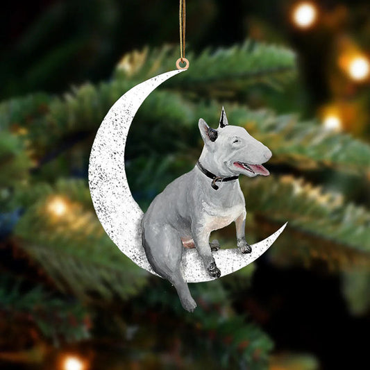 Bull Terrier Sit On The Moon Ornament MO124