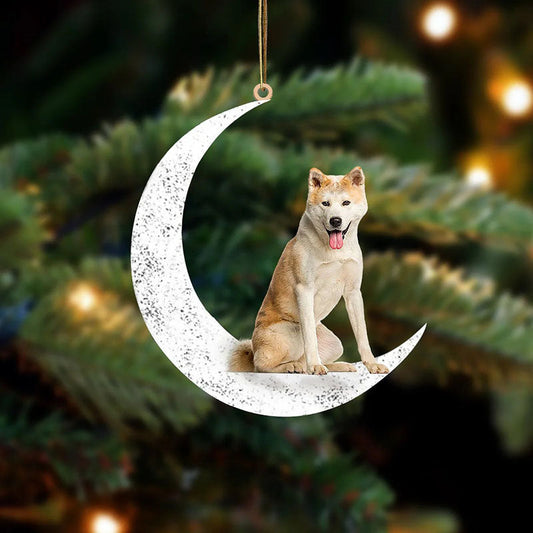 Akita Inu Sit On The Moon Ornament MO125