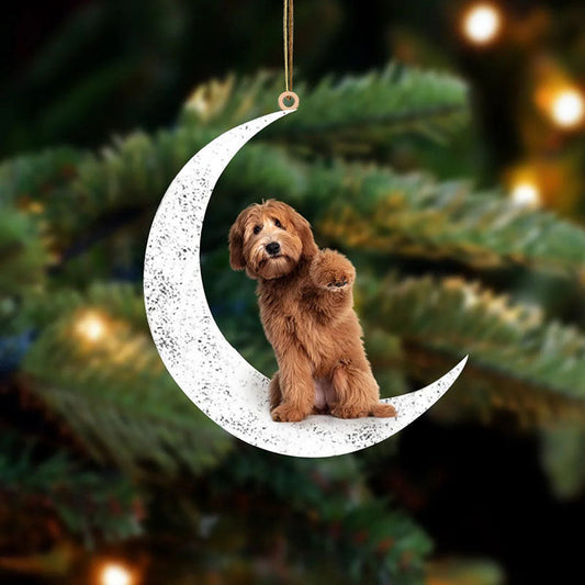 Labradoodle Sit On The Moon Ornament MO134