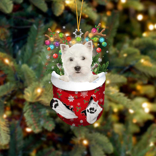 West Highland White Terrier/Westie In Snow Pocket Christmas Ornament SP102