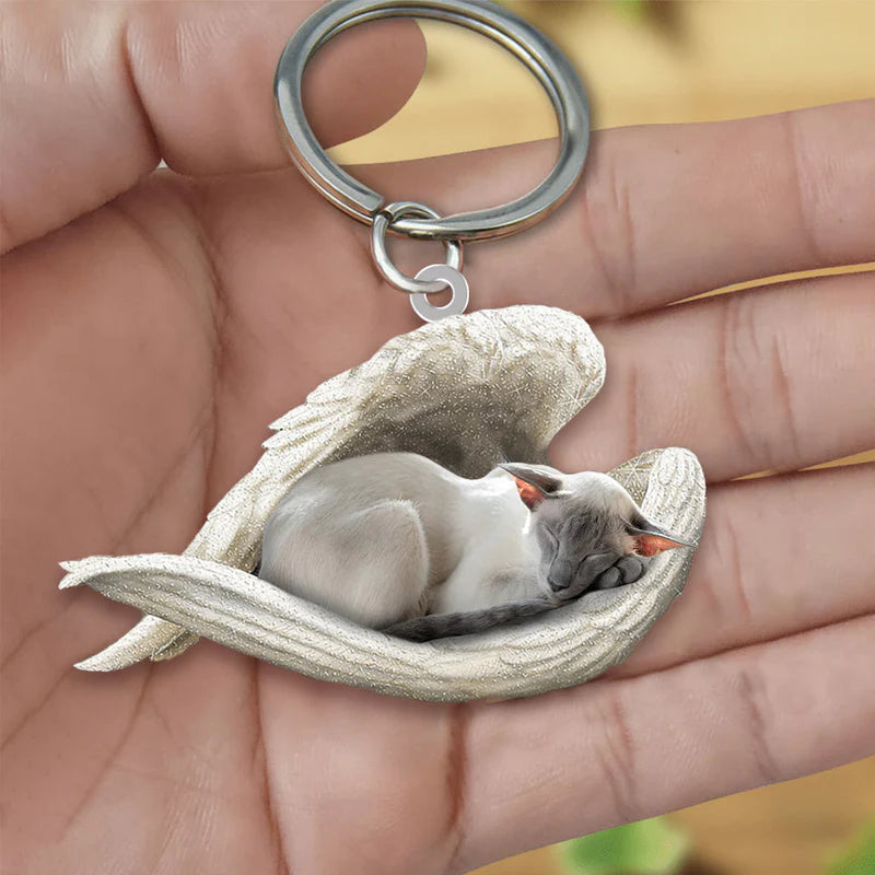 Sleeping Angel Acrylic Keychain Oriental Shorthair Cat SA124